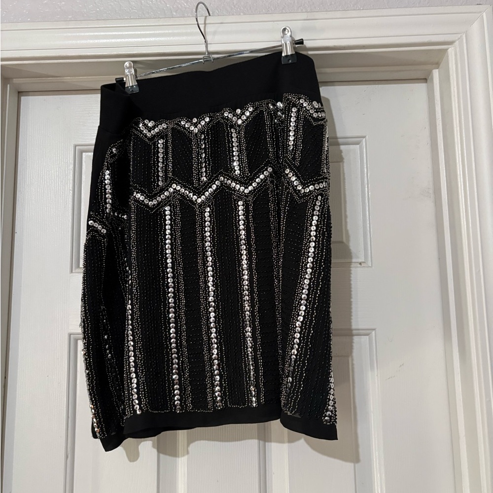 Torrid Black and Silver Geometric Pencil Skirt